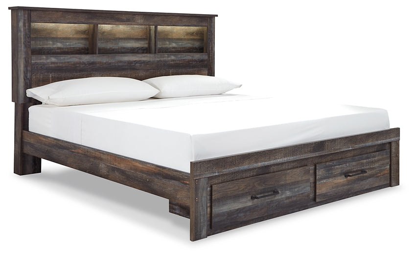 Drystan Bookcase Bed With 2 Storage Drawers With Mirrored Dresser, Chest And 2 Nightstands