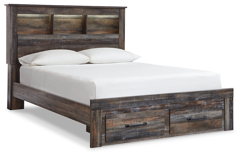 Drystan Bookcase Bed With 2 Storage Drawers With Mirrored Dresser, Chest And 2 Nightstands
