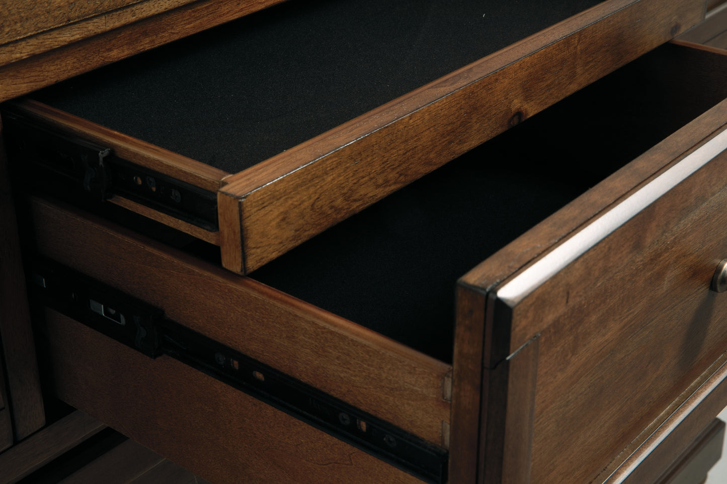 Flynnter Sleigh Bed With 2 Storage Drawers With Mirrored Dresser
