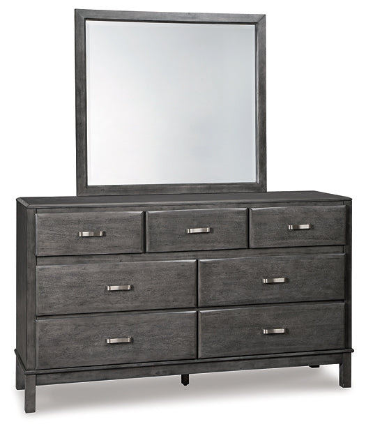 Caitbrook Storage Bed With 8 Storage Drawers With Mirrored Dresser And Chest