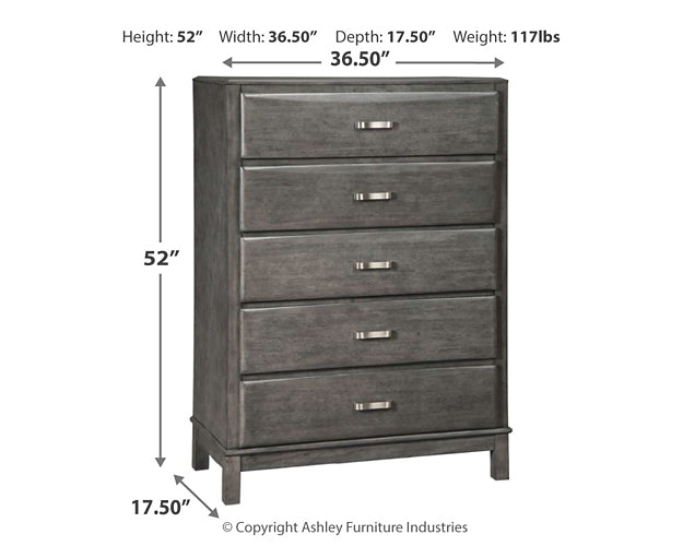 Caitbrook Storage Bed With 8 Storage Drawers With Mirrored Dresser And Chest