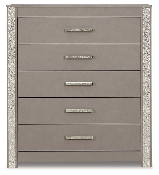 Surancha Full Panel Bed with Mirrored Dresser, Chest and Nightstand