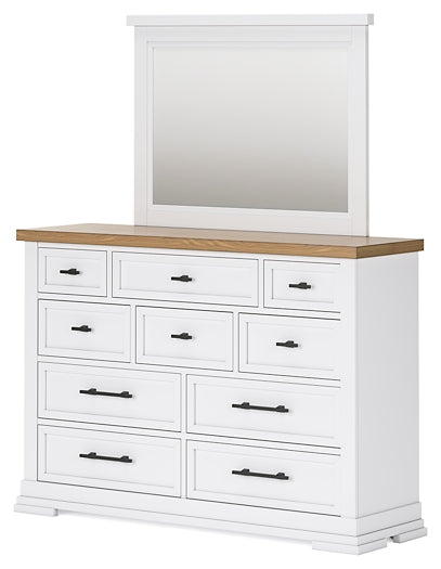 Ashbryn Queen Panel Storage Bed with Mirrored Dresser