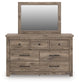 Rusticott California King Poster Bed with Mirrored Dresser and Nightstand