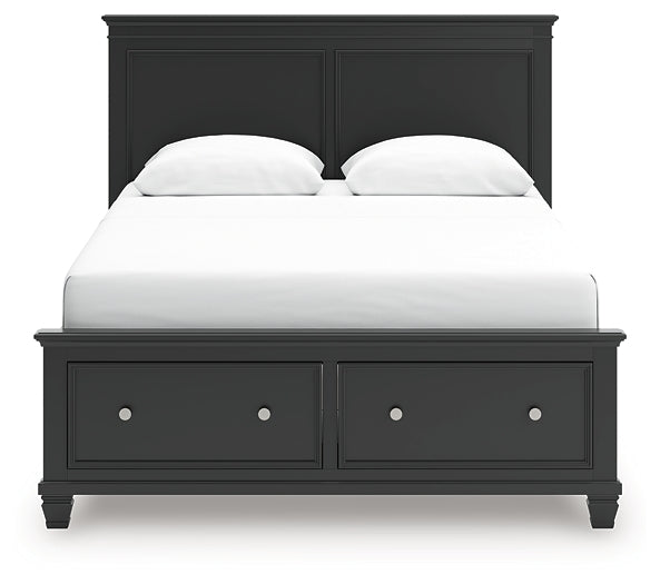 Lanolee Queen Panel Storage Bed, Dresser, Mirror and Nightstand