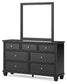 Lanolee California King Panel Storage Bed, Dresser, Mirror and Nightstand