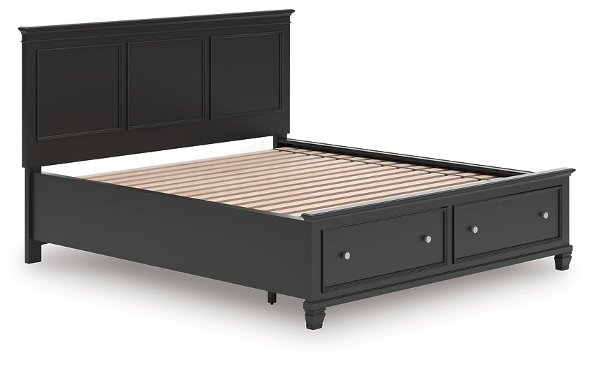 Lanolee California King Panel Storage Bed, Dresser, Mirror and Nightstand