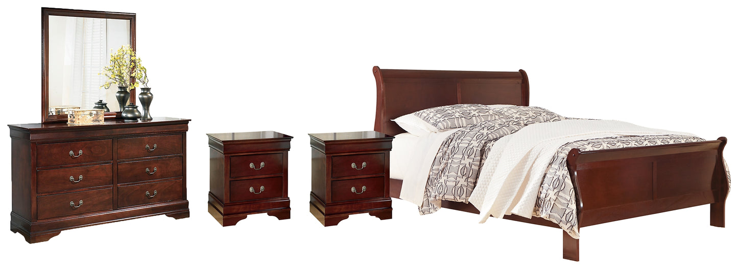 Alisdair California King Sleigh Bed with Mirrored Dresser and 2 Nightstands