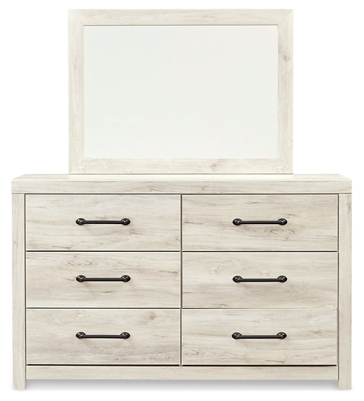 Cambeck  Panel Bed With 4 Storage Drawers With Mirrored Dresser